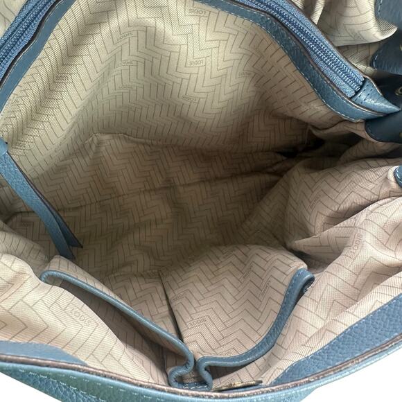 Lodis Blue Leather Shoulder Bag Hobo Slouchy Tote Purse - Picture 12 of 14